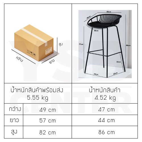 เก้าอี้บาร์ ทรงสูง เคาน์เตอร์บาร์ เฟอร์นิเจอร์แต่งบ้าน ที่นั่งพลาสติกPP ขาเหล็กชุบสีกันสนิม F1C063 - F1C066