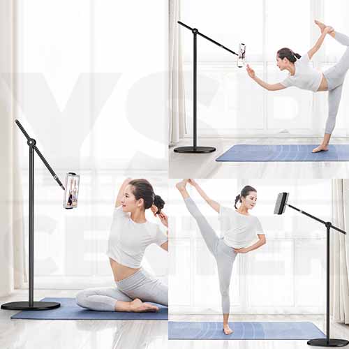 ขาตั้งมือถือ ขาตั้งแท็บเล็ต ที่ยึดมือถือ ที่ยึดแท็บเล็ต แบบตั้งพื้น ฐานแข็งแรง ปรับหมุนได้ รุ่น J1L032-L18-MT-B