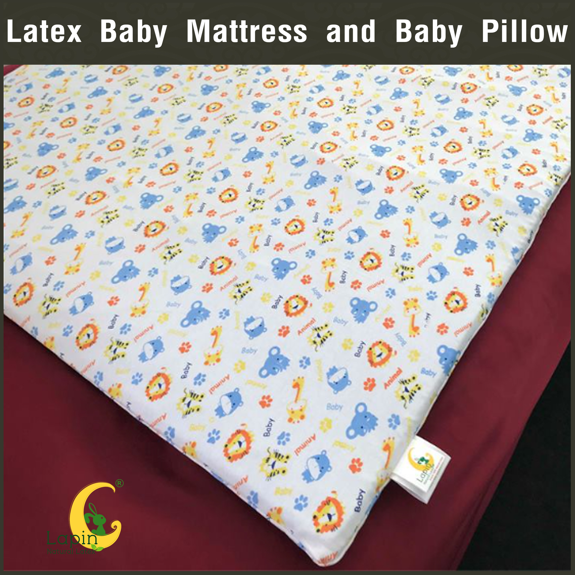 ที่นอนเด็กอ่อน+หมอนยางพาราแท้ *ผ่านมาตรฐาน (ลายสัตว์น่ารัก)