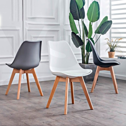 เก้าอี้ เก้าอี้พลาสติก ขาไม้ เบาะฟองน้ำ แข็งแรงทนทาน รับน้ำหนักได้ดี