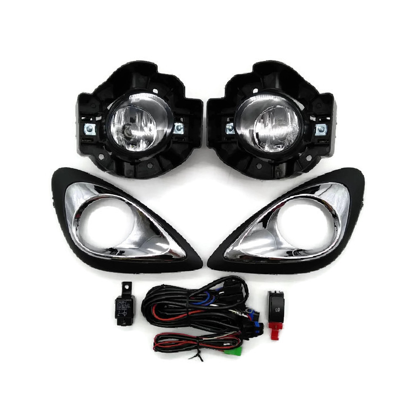 ไฟตัดหมอก/ไฟสปอร์ตไลท์ NISSAN MARCH(มาร์ช) รุ่นที่2 ฝาครอบดำ+ชุบ ปี2014-2017 (ครบชุด) (รับประกัน 6เดือน) (NS607)