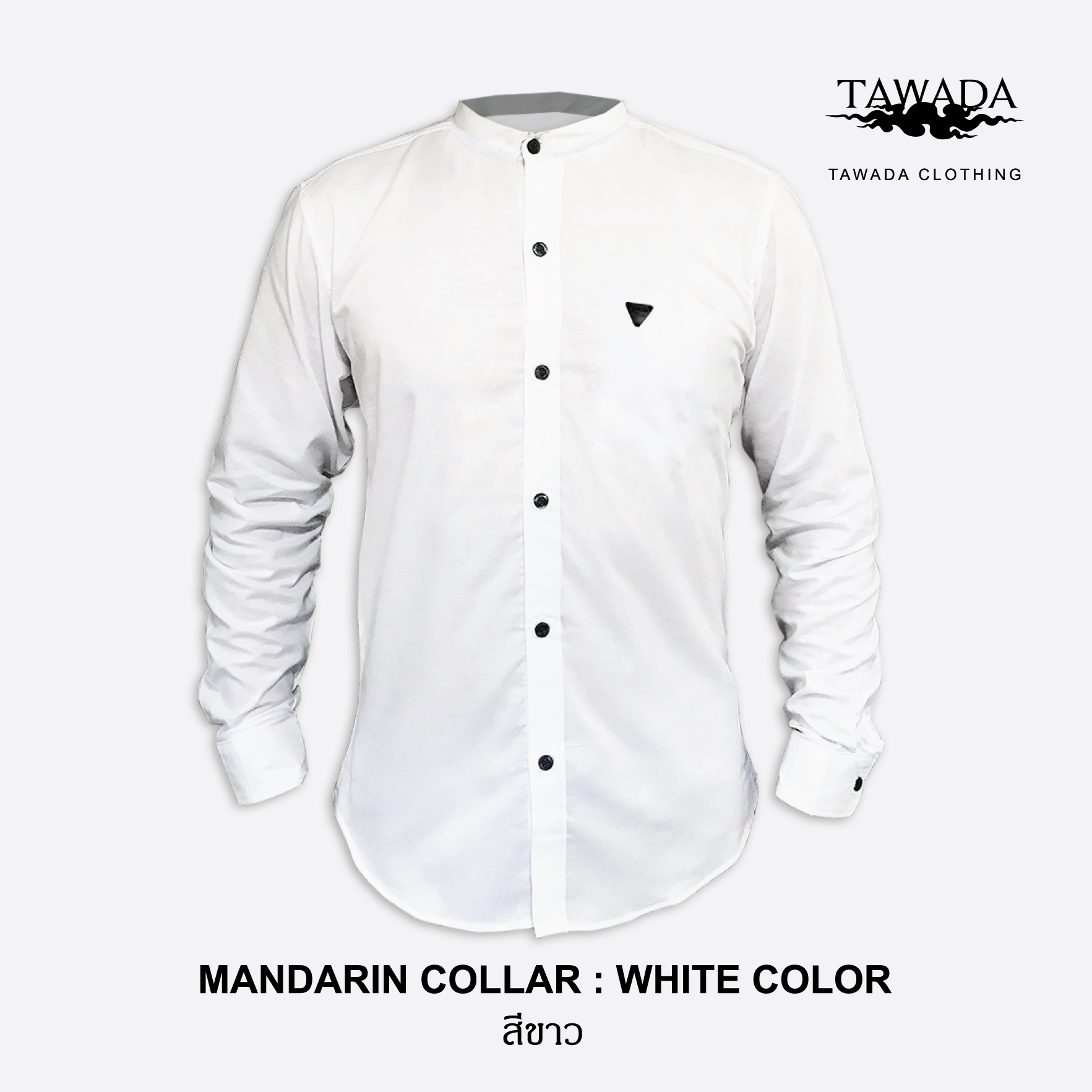 mandarin collar_White _สีขาว