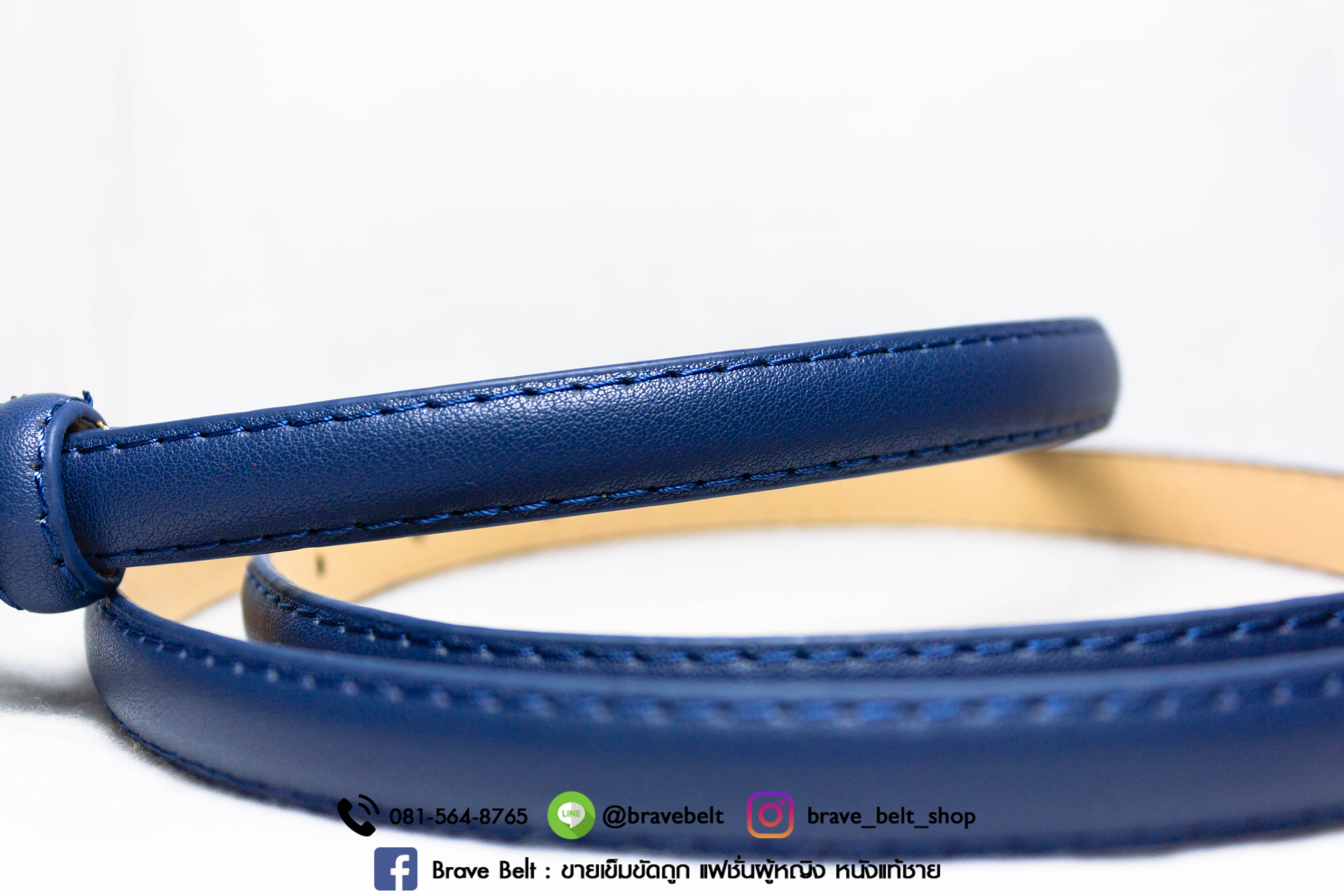 เข็มขัดแฟชั่นผู้หญิง สายกว้าง 1 ซม หัวสีทองปลายห้อย