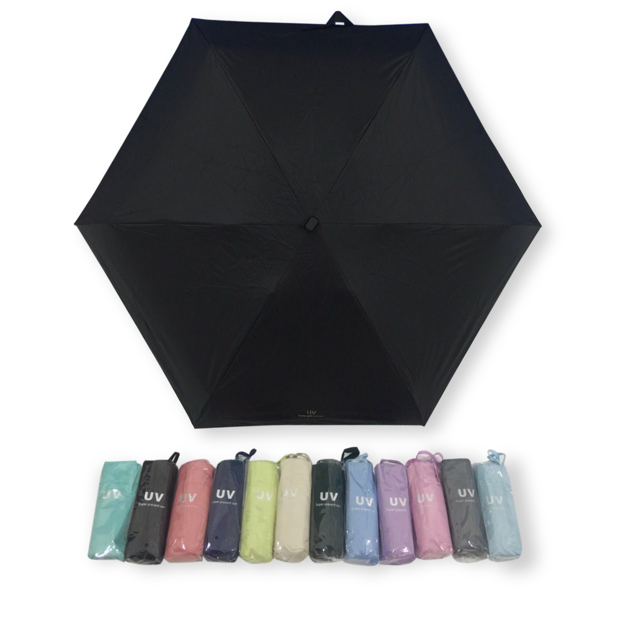 ร่มGBU5ตอนรหัส GM523ยูวีสีดำ นํ้าหนักเบา