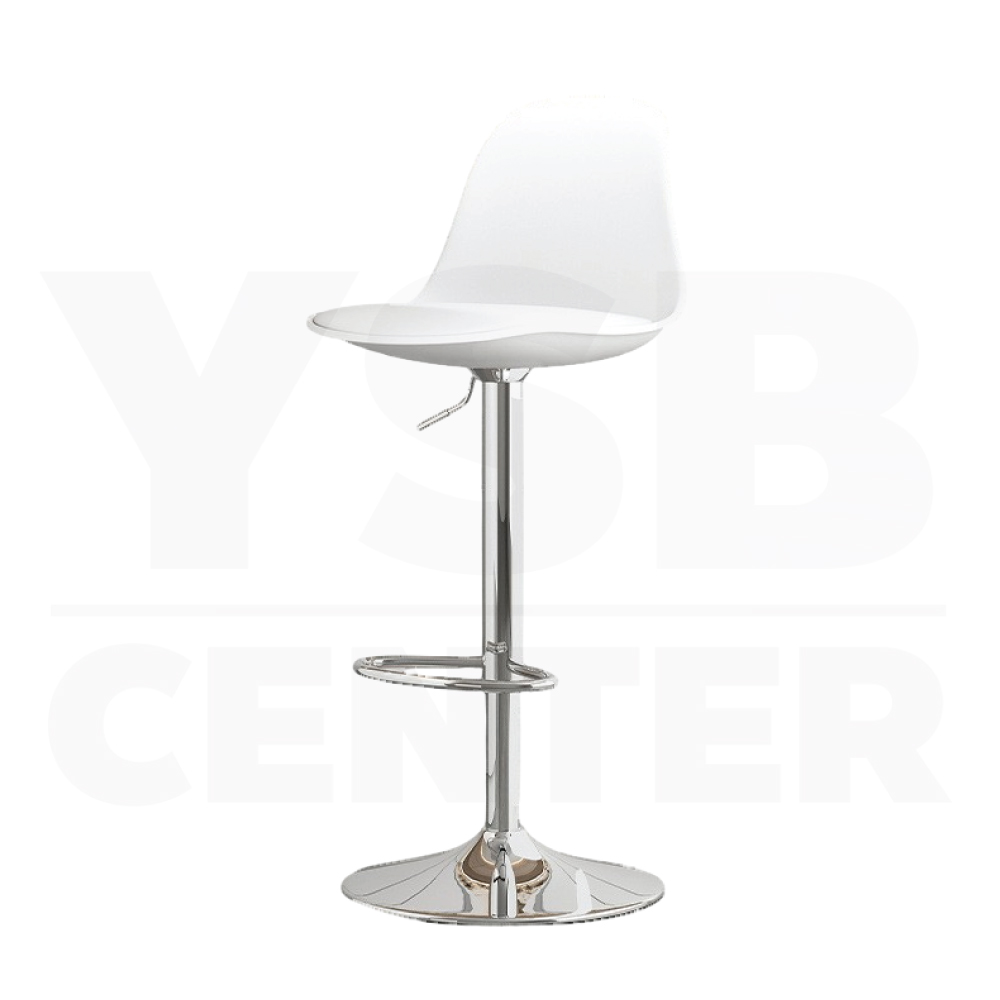 เก้าอี้บาร์ ที่นั่งพลาสติก เบาะหนัง PU เหล็กชุบสีกันสนิม ปรับระดับได้