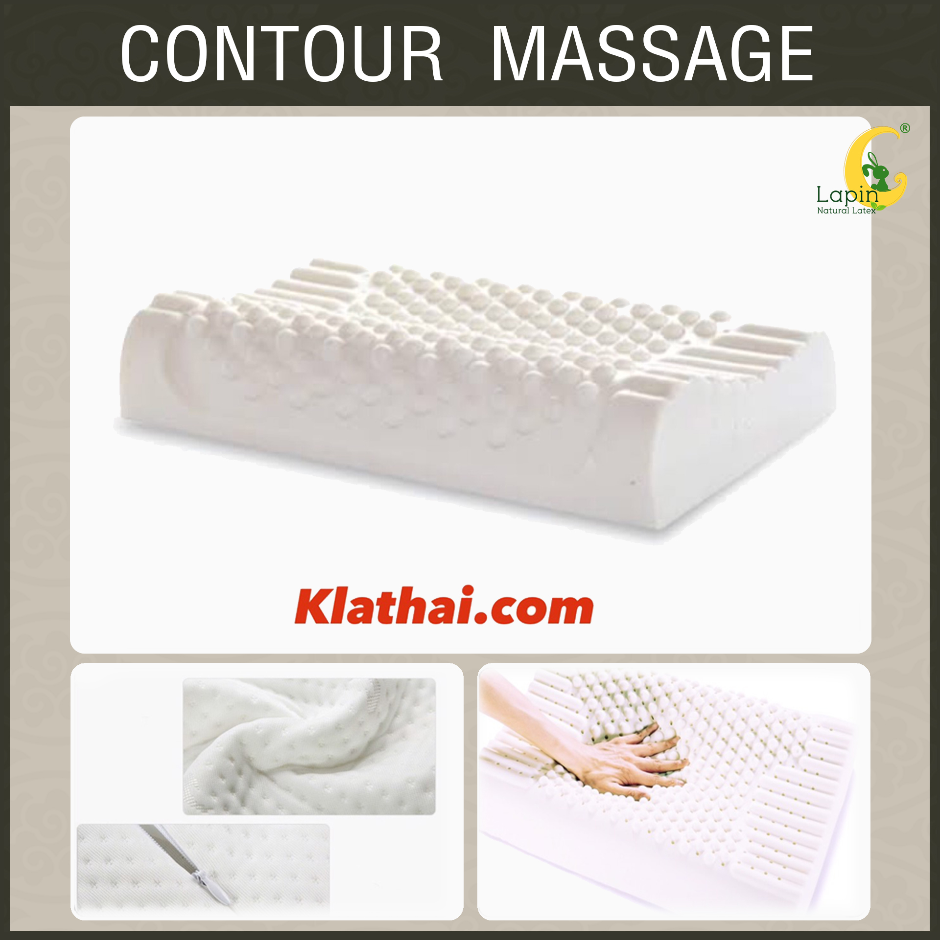 ชุดของขวัญ หมอนยางพาราแท้ 100% (LAPIN) รุ่น คอนทัวร์มาสสาจ (CM) 2 ใบ สุดคุ้ม
