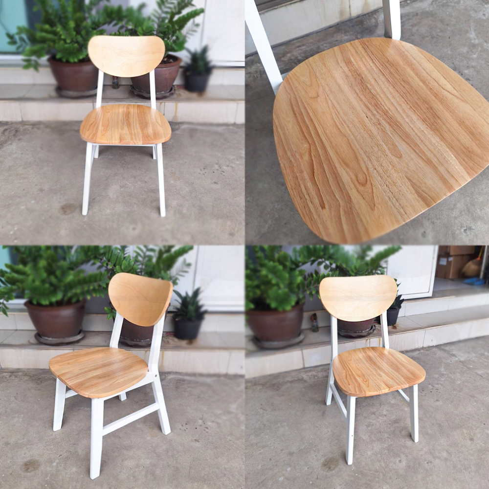 เก้าอี้ทานข้าว ไม้ยางพาราแท้ เคลือบเงา นั่งสบาย รับน้ำหนักได้ดี สีเรียบเนียน YL0429-TPR82-WDB