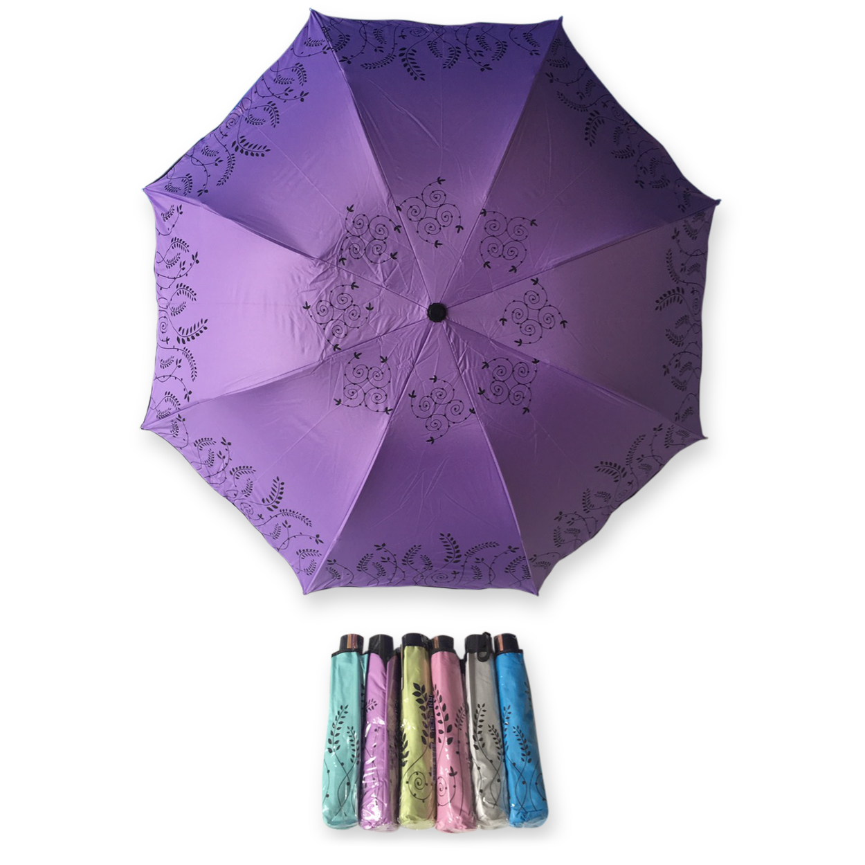 ร่มโค้งแฟชั่น24นิ้วยูวีสีดำ รหัส 1638