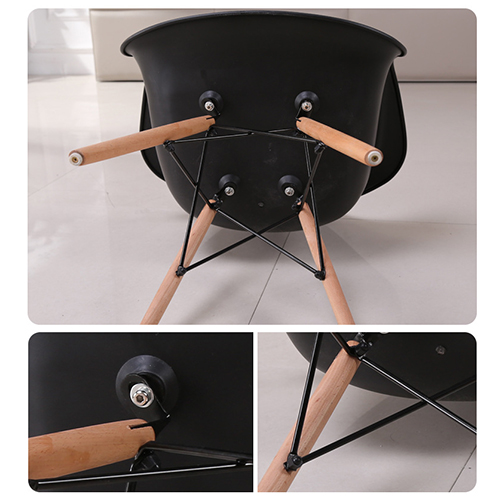 เก้าอี้ ที่นั่งพลาสติกมีที่พักแขนสไตล์โมเดิร์น ขาไม้บีช ขนาด 55x60x81 cm. รุ่น F87 - F91