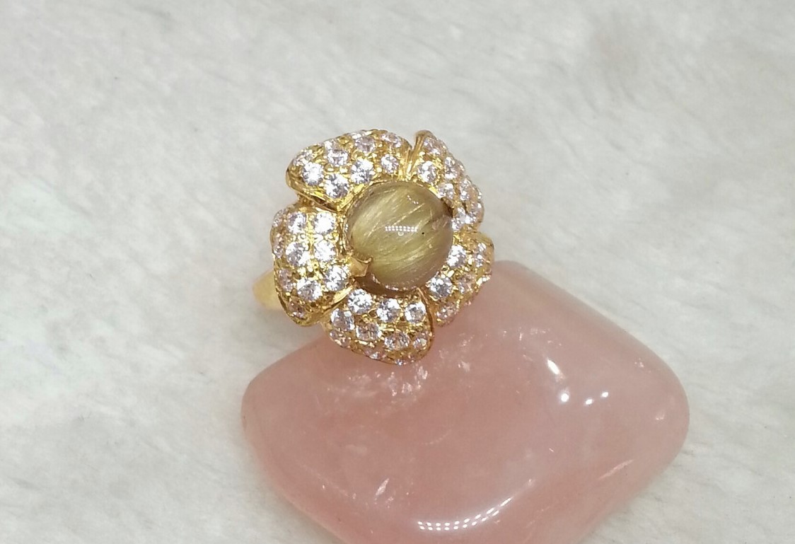 แหวนไหมทอง cz ทรงดอกไม้