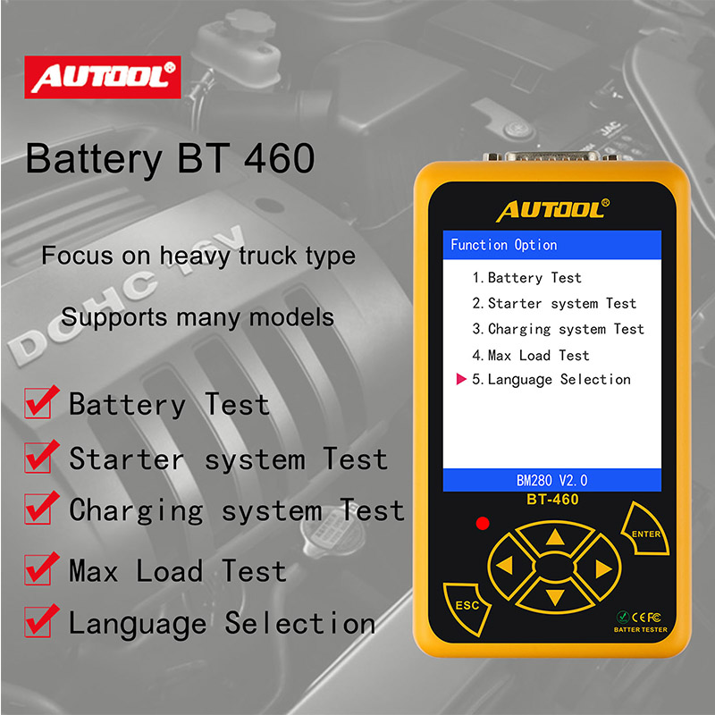 เครื่องวัดอายุแบตเตอรี่ AUTOOL BT-460 จอสี จอใหญ่ ภาษาไทย