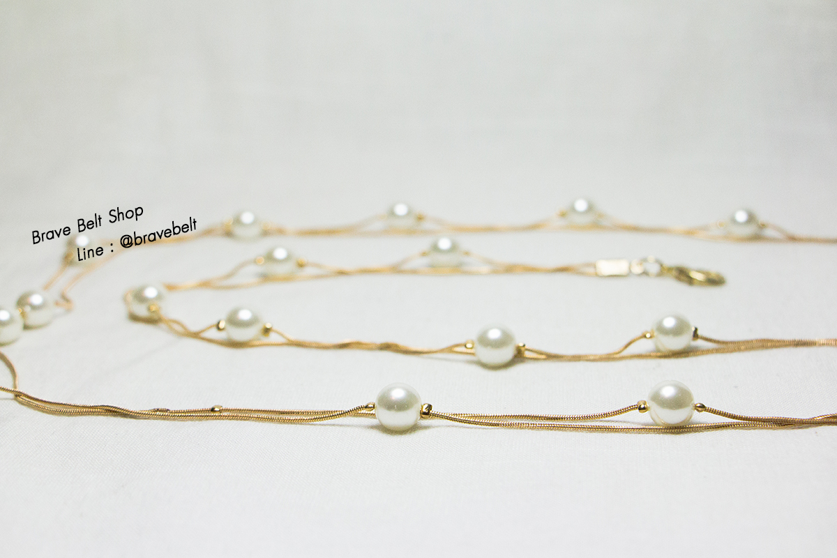 เข็มขัดงานแต่ง เชือกคู่ สายทองสวยไข่มุกเม็ดเล็ก