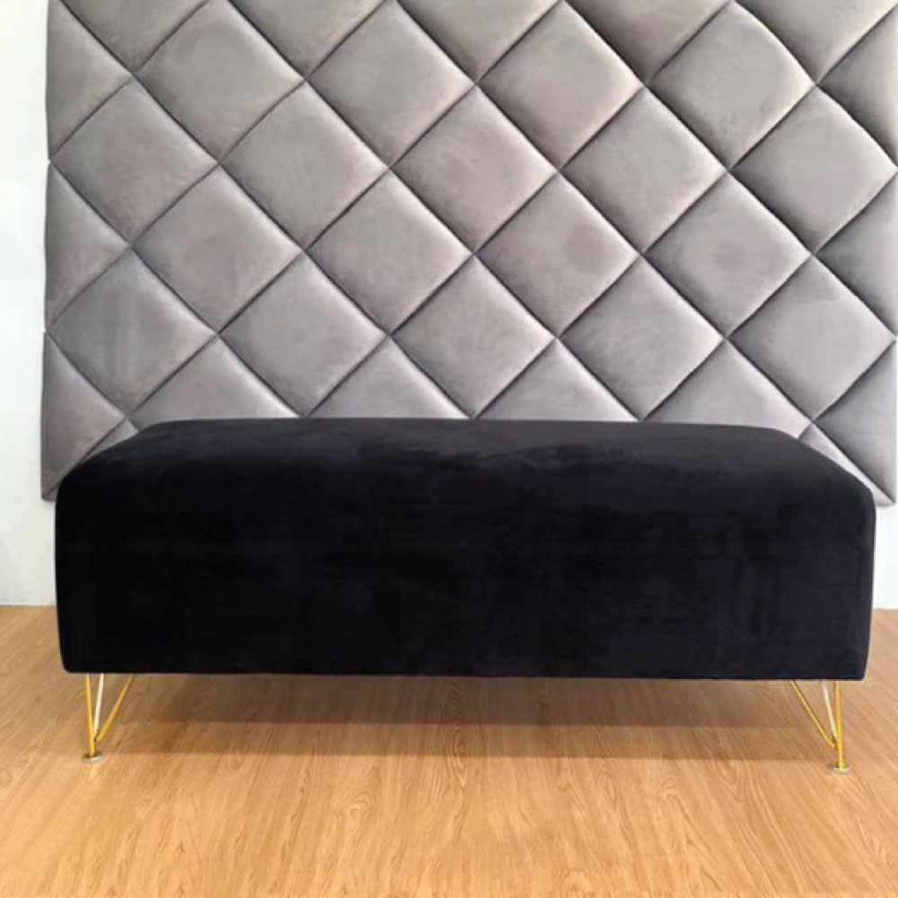 เก้าอี้ สตูล กำมะหยี่ ขาเหล็กสีทอง ทรงยาวสีเหลี่ยม สวยหรู รับน้ำหนักได้เยอะ YL0293 - YL0296