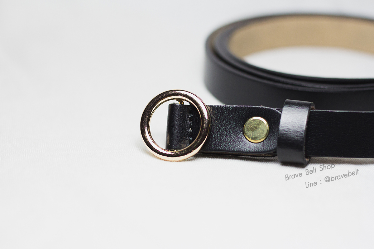 เข็มขัดเส้นเล็ก สีดำสวยแบบหัวล็อค