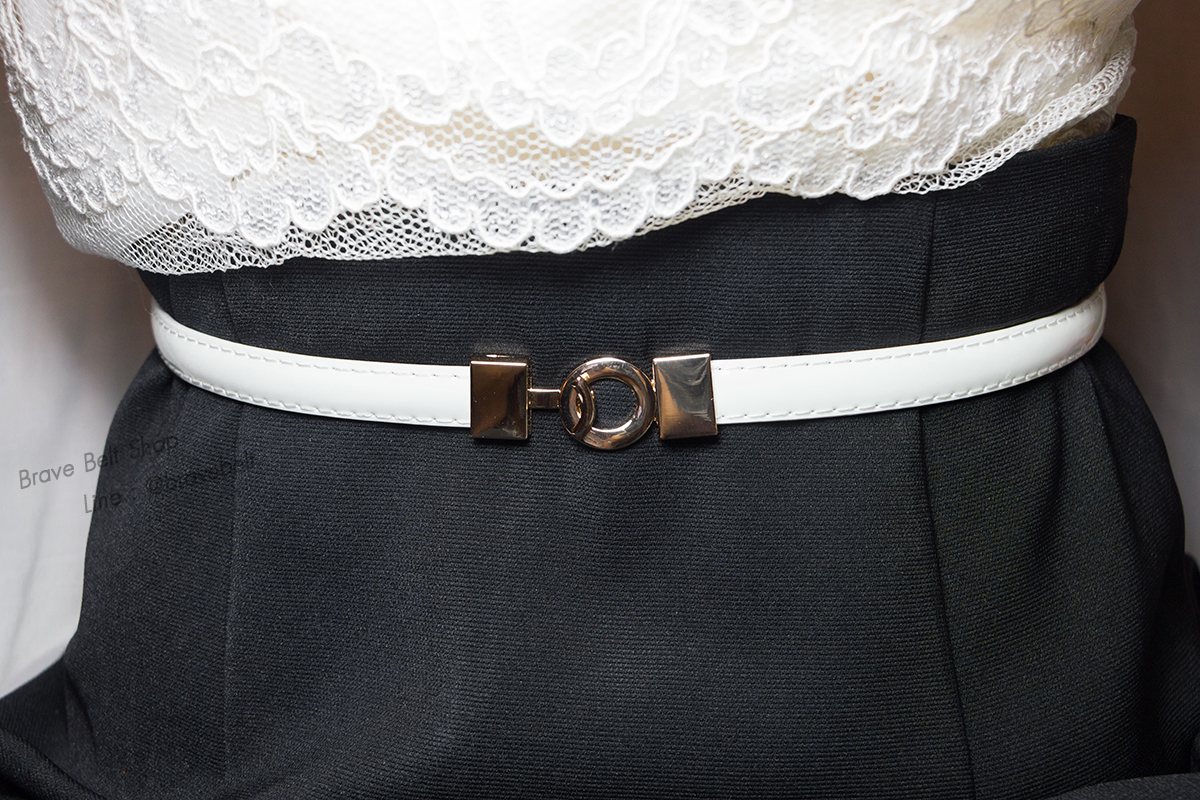 เข็มขัดปรับสาย หัวทองจะขอเกี่ยว สายสีขาว