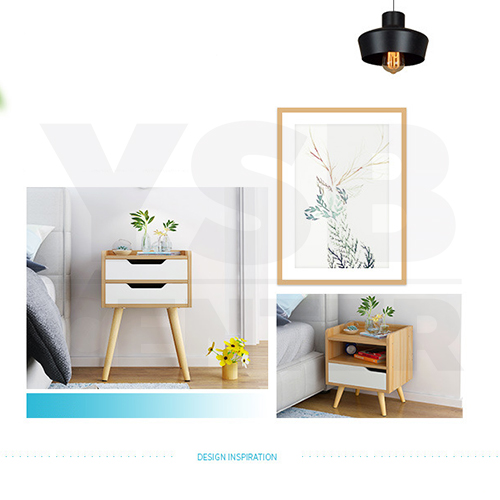 CASSA โต๊ะข้างเตียง ตู้ข้างเตียง ชั้นวางของข้างเตียง โต๊ะอเนกประสงค์ เฟอร์นิเจอร์ห้องนอน 2 ชั้น แบบ 2 ลิ้นชัก