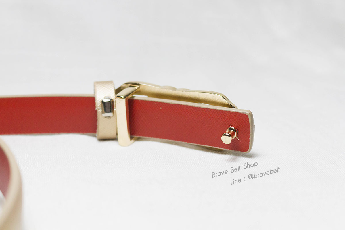 เข็มขัดหนังสีทอง หัวเข็มขัดรูปหัวใจ