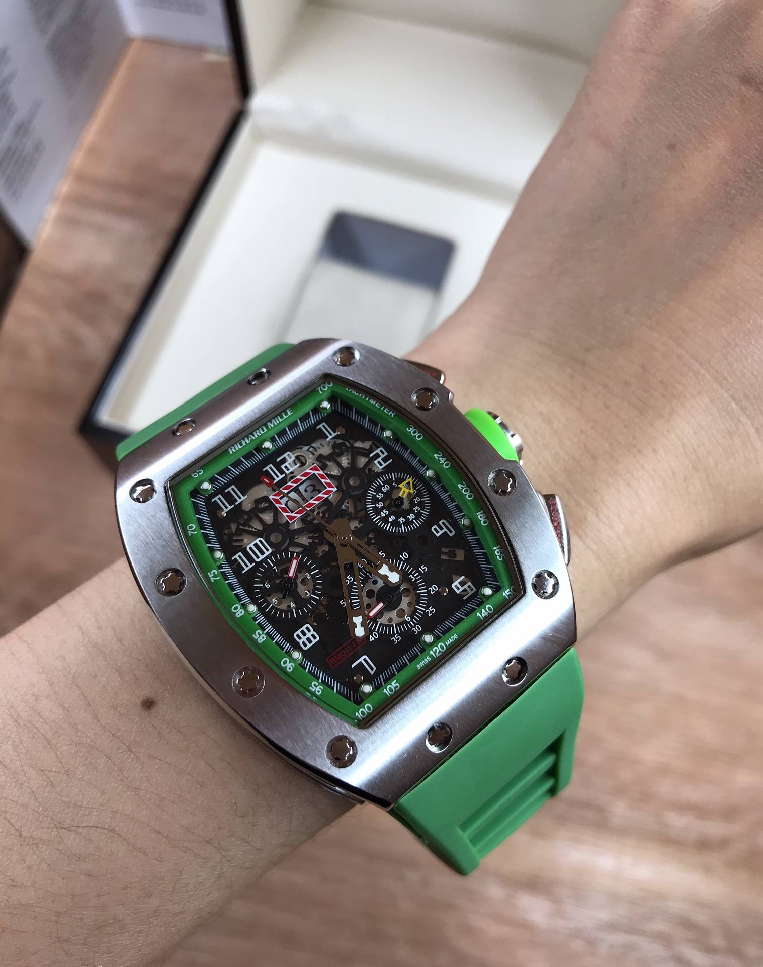 นาฬิกา Richard Mille RM011-FM Silver green - งาน Mirror Swiss