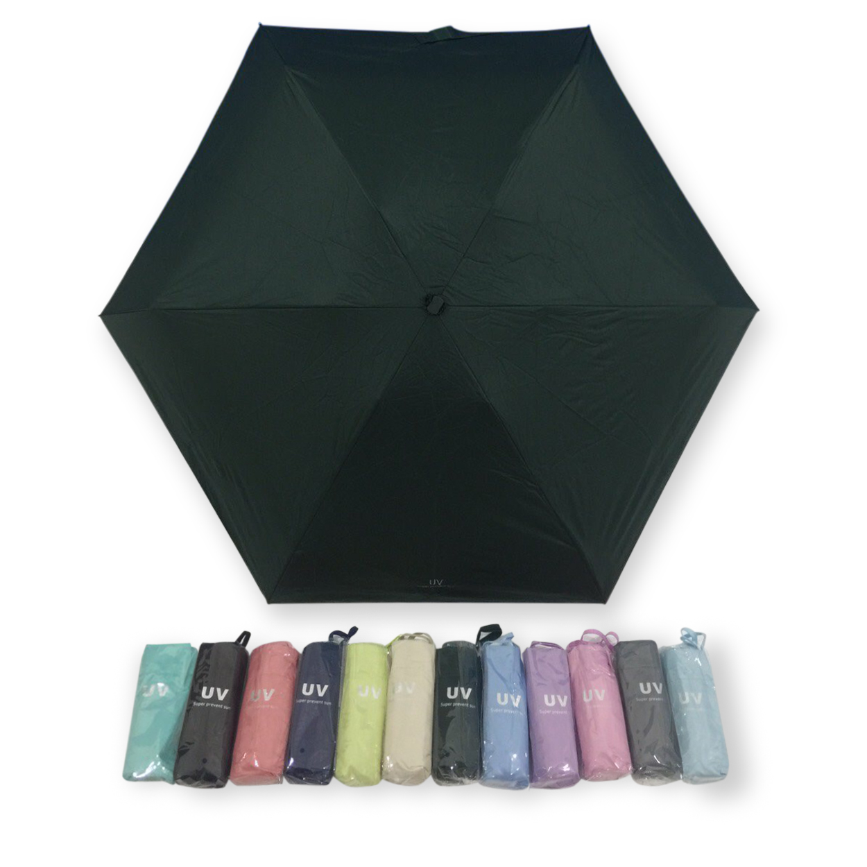 ร่มGBU5ตอนรหัส GM523ยูวีสีดำ นํ้าหนักเบา