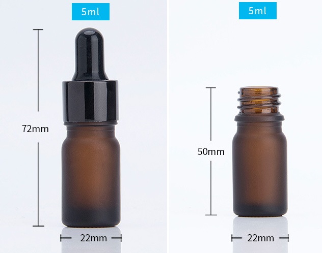 5ml ขวดแก้วสีชาขุ่น ดรอปเปอร์