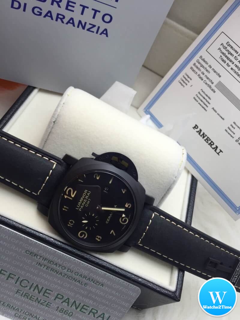 นาฬิกา Panerai Luminor GMT Pam 441 Ceramic PVD สายหนังดำแท้