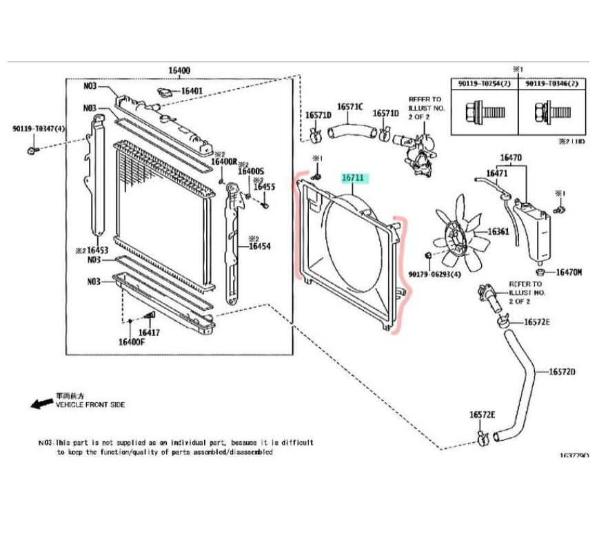 บังลมหม้อน้ำ FORD RANGER(ฟอร์ด เรนเจอร์) T6 เครื่อง 3.2 เท่านั้น ปี2012-2022 (ครบชุด)