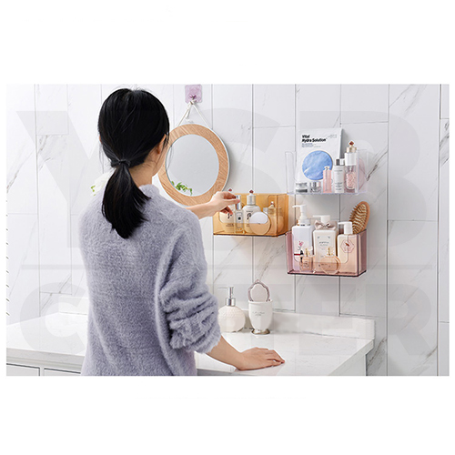 ชั้นวางในห้องน้ำ ชั้นวางอเนกประสงค์ กล่องจัดระเบียบ (แพ็คคู่ 2 ชิ้น) พร้อมน๊อตซิลิโคน ไม่ต้องเจาะผนัง