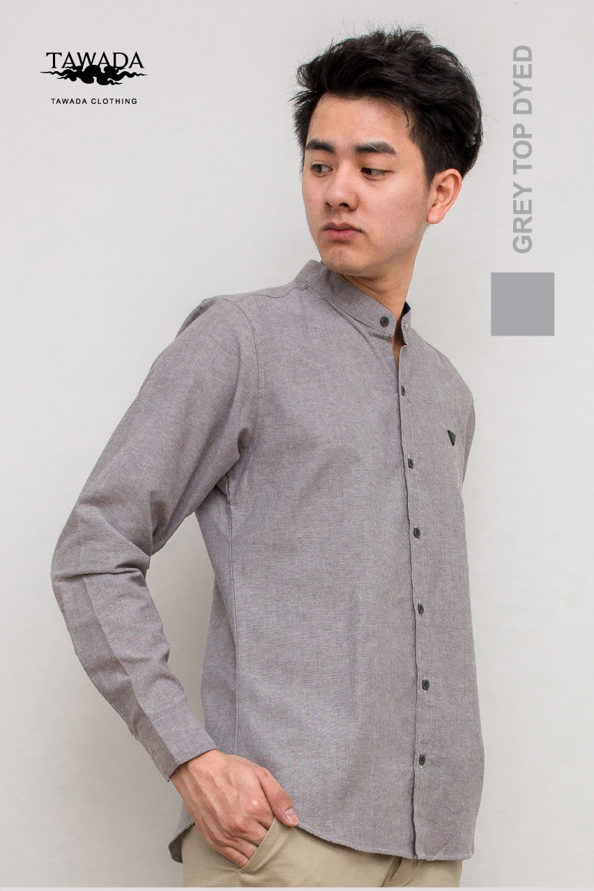 mandarin collar_Grey Top dyed _สีเทา ท๊อปดาย
