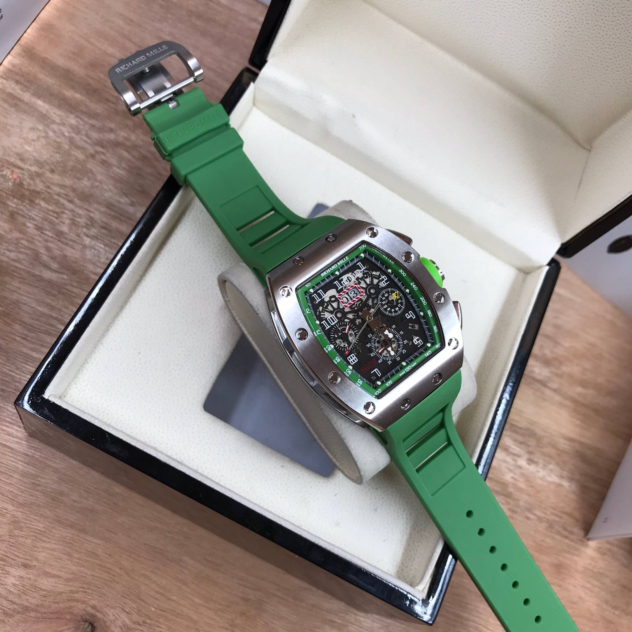 นาฬิกา Richard Mille RM011-FM Silver green - งาน Mirror Swiss