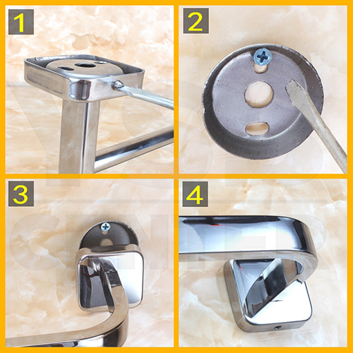 CASSA ราวแขวนผ้า สแตนเลส304 ราวเดี่ยว ในห้องน้ำ แบบติดผนัง ท่อใหญ่ แบบเหลี่ยม ขนาด60cm. รุ่น C19-SUS304-160