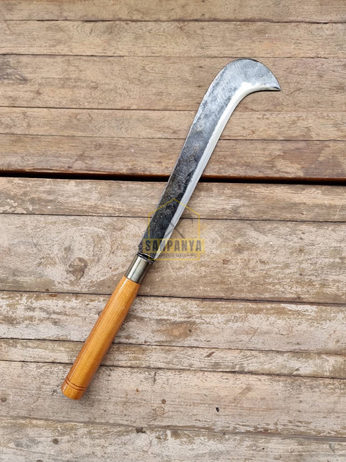 มีดขอนกเหล็กแหนบ ด้ามไม้ (มีดก๋อยด้ามไม้)