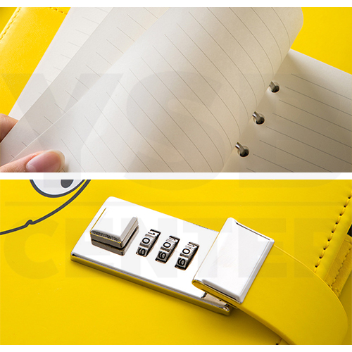 สมุดโน๊ต สมุดบันทึก ไดอารี่ สมุดเขียน A6 มีเส้น ปกหนัง PU พร้อมปากกา มีที่ล๊อครหัส รุ่น J2M007-A6H0632-Y