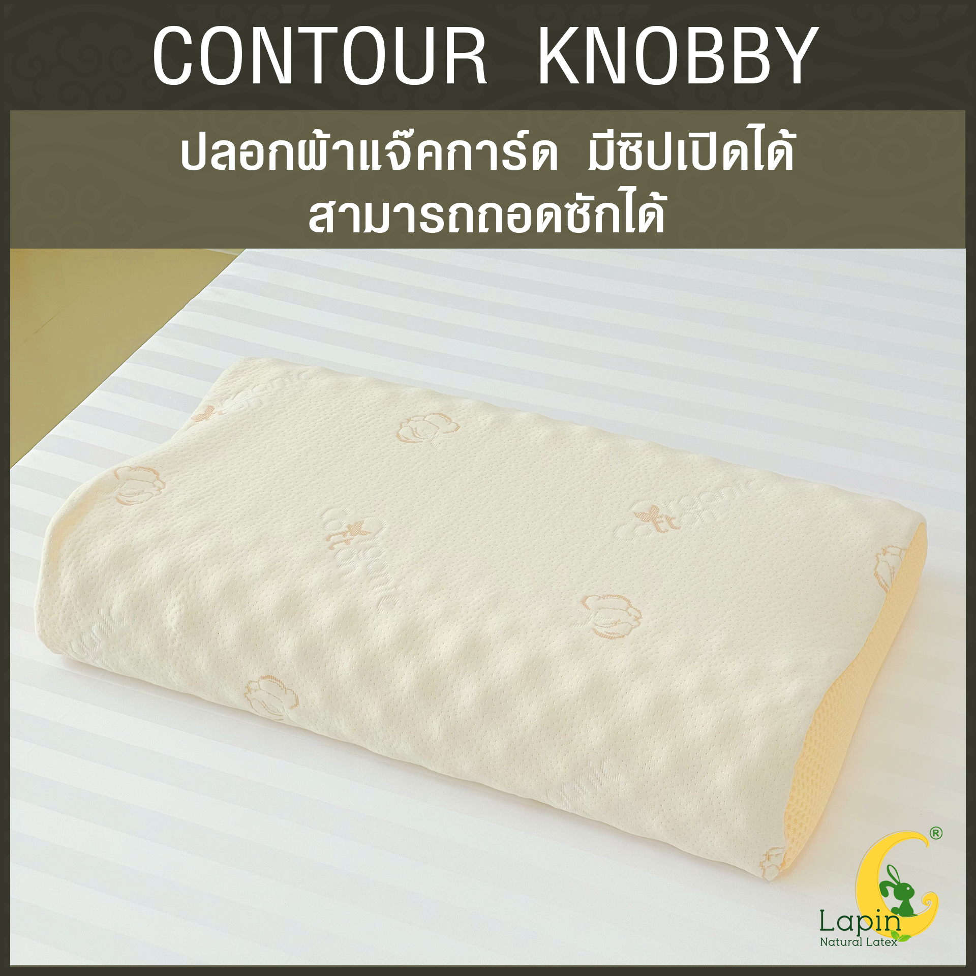 หมอนยางพาราแท้ 100% (LAPIN) รุ่น คอนทัวร์ น็อบบี้ (CK) (สินค้าขายดี)