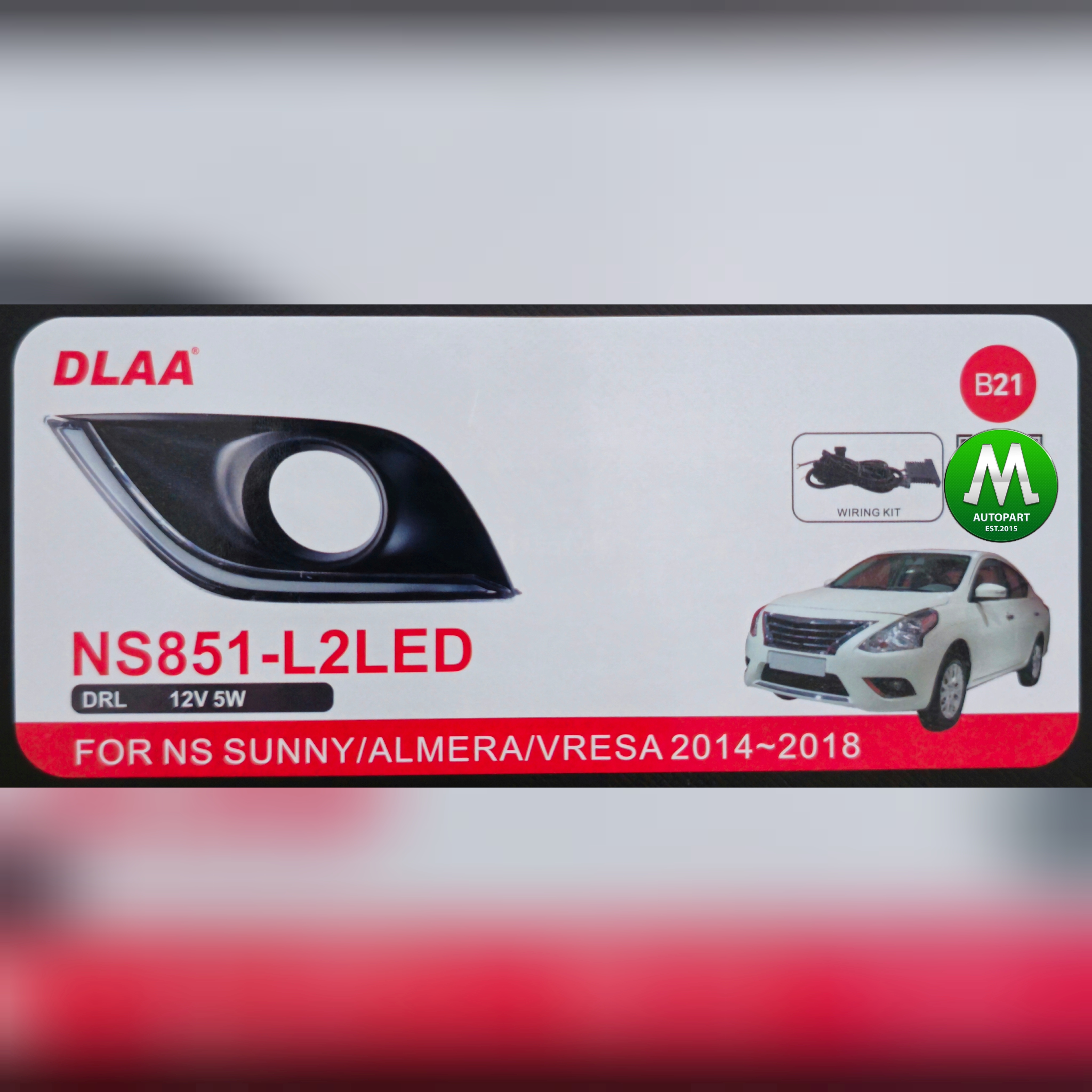 ไฟเดย์ไลท์อัลเมร่า LED Daylight NISSAN ALMERA 2014 2015 2016 2017 2018 พร้อมไฟตัดหมอกโคมแก้วใส มีไฟเลี้ยวในตัว