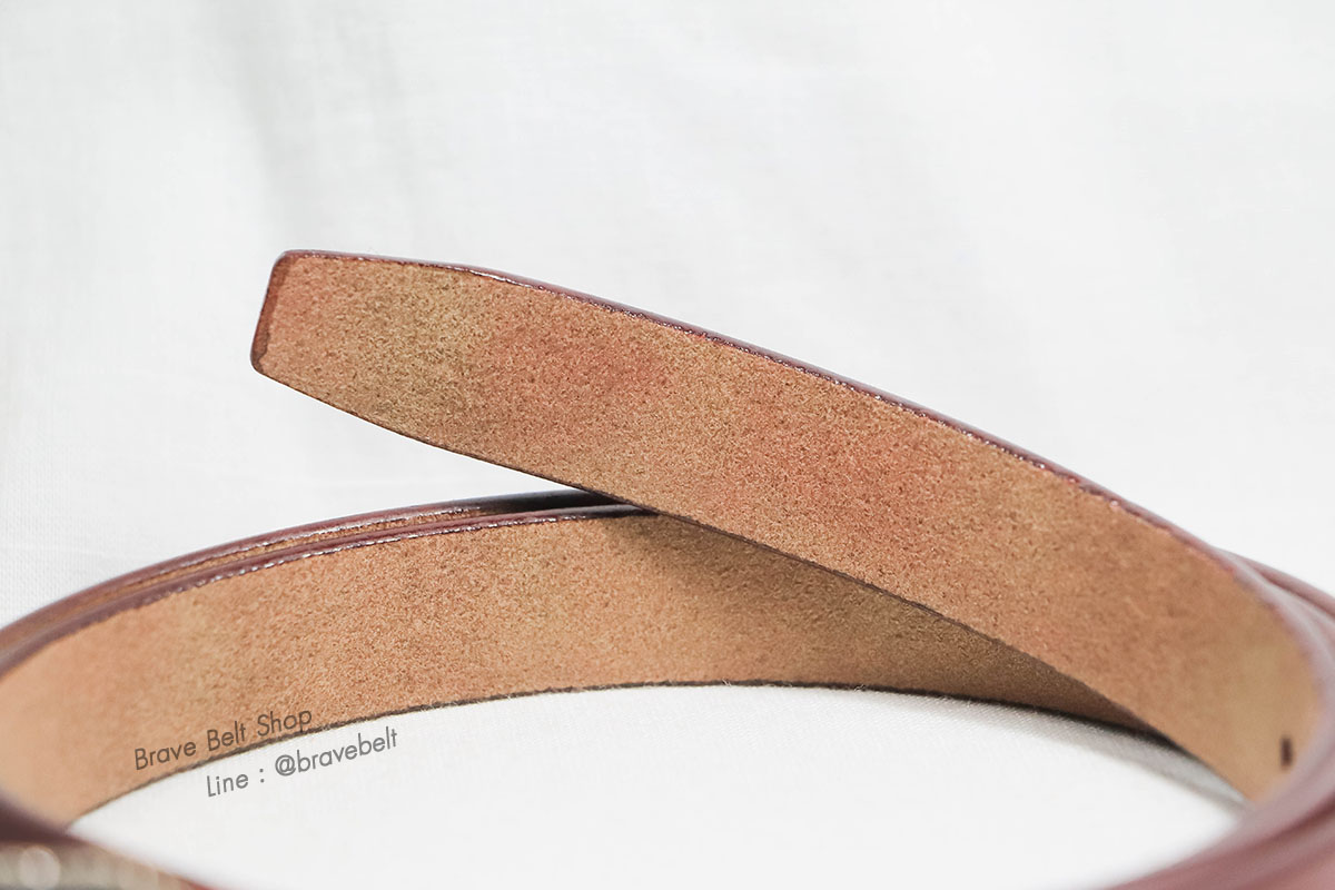 เข็มขัดหนังสีน้ำตาล หัวเพชรหนังแท้