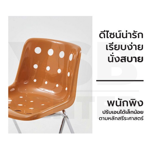 เก้าอี้ ขาเหล็กเคลือบเงา เบาะ PP เก้าอี้โมเดิร์น เก้าอี้ทำงาน เก้าอี้สไตล์นอร์ดิก แข็งแรง F1C067 - F1C072