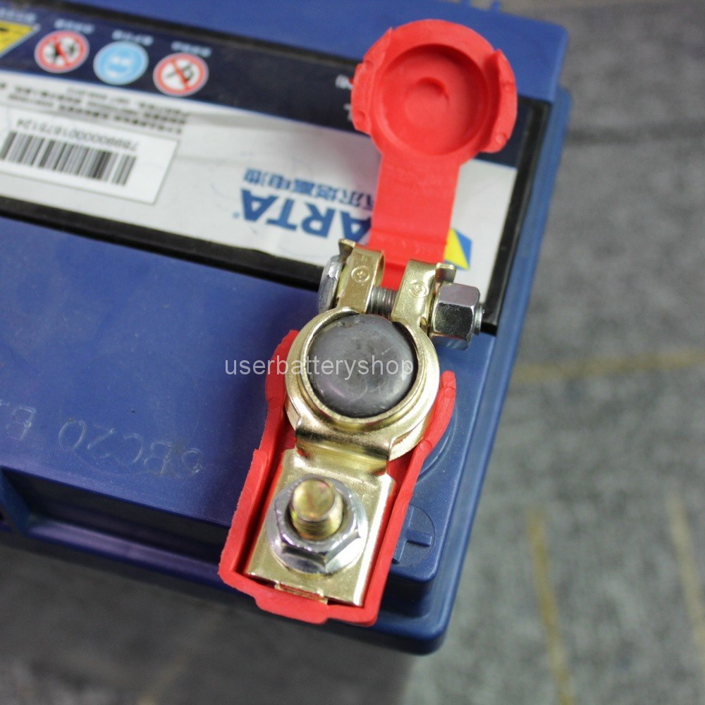 2 ชิ้น ขั้วแบตเตอรี่ ทรงวีโก้พร้อมยางหุ้มในตัว ทรงญี่ปุ่น ทองเหลืองแท้ สีแดง 1 ชิ้น และ สีดำ 1 ชิ้น