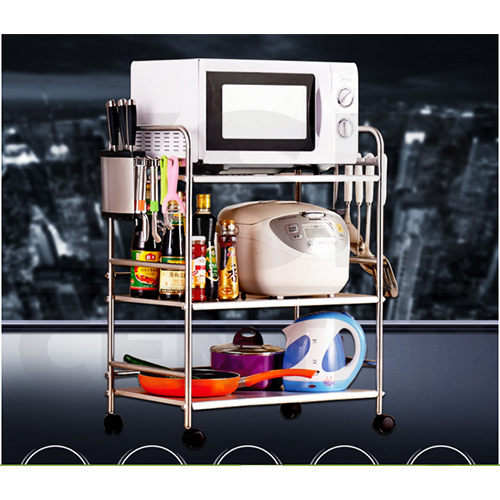 ชั้นวางของสแตนเลส 304 อเนกประสงค์ในครัว แบบมีล้อ 3 ชั้น รุ่น CB0039-SUS304-L358S