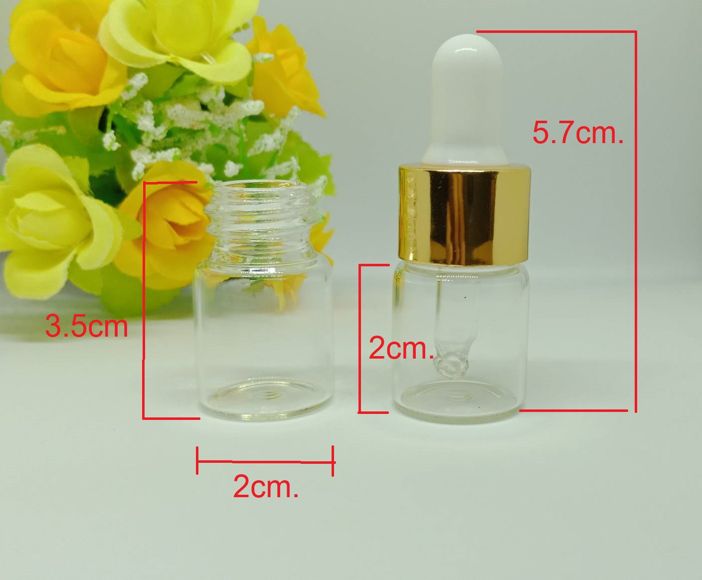 5ml ขวดแก้วสีชา ดรอปเปอร์ ทรงอ้วนเตี้ย