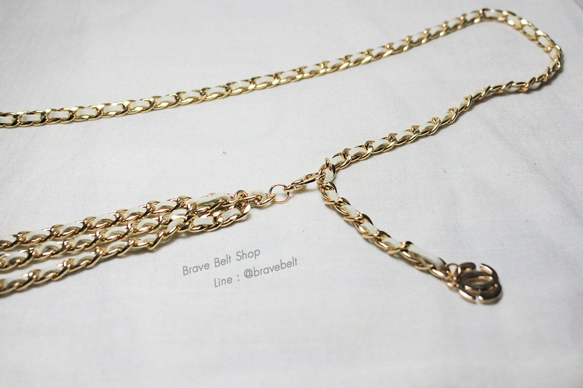 เข็มขัดโซ่สีทองปลายห้อยสวย หัวคล้องกลม