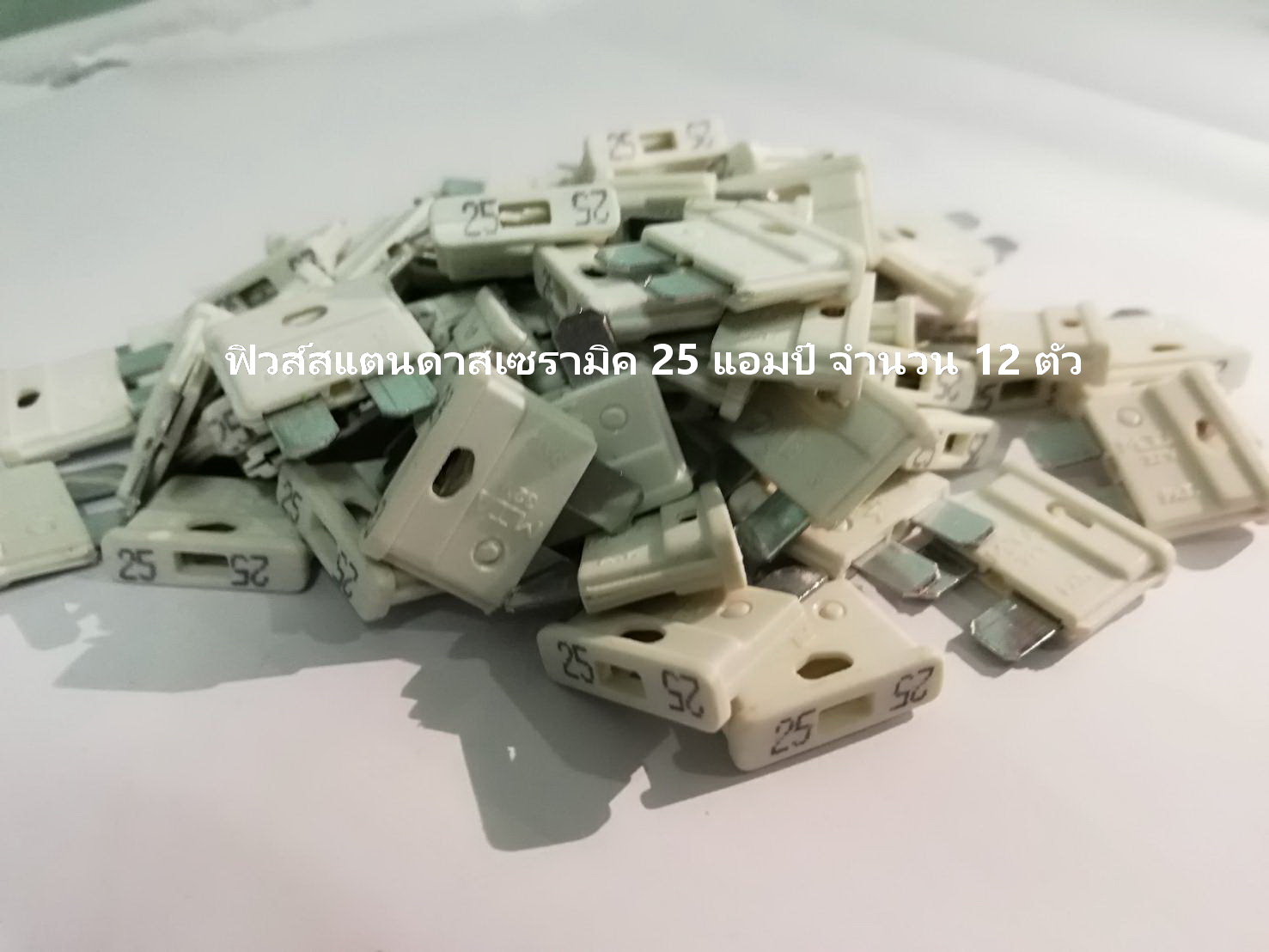 ฟิวส์เซรามิค รุ่น สแตนดาส 25 แอมป์ สีขาว จำนวน 12 ตัว ( Ceramic Fuse )