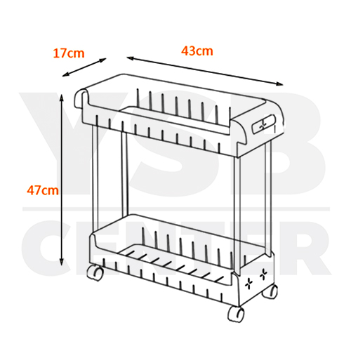 ชั้นวางของ ชั้นวางอเนกประสงค์แบบประหยัดพื้นที่ 2ชั้น แบบล้อเลื่อน รุ่น CB0055-PST-L243