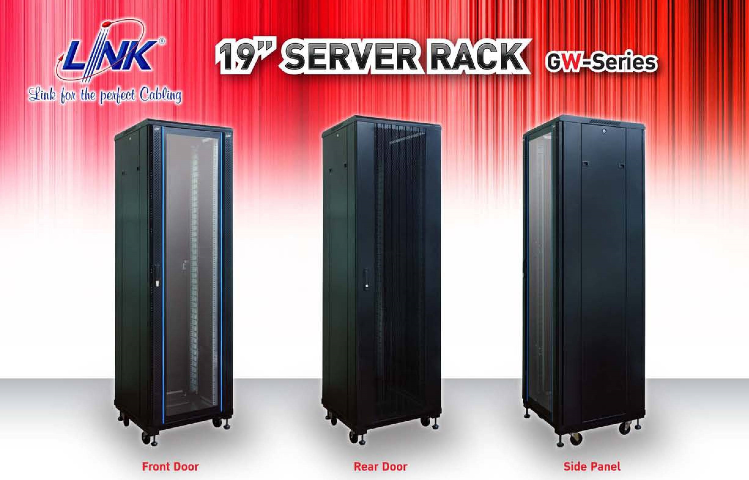LINK 19” GLASS-WAVE RACK 15U, (60 x 60 cm.)