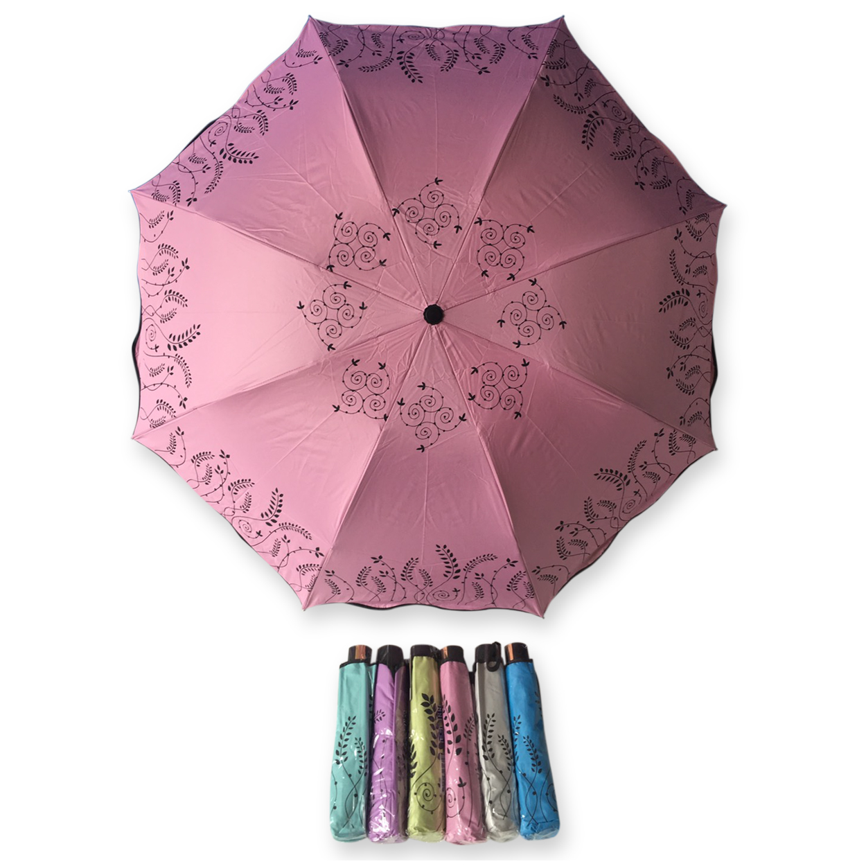 ร่มโค้งแฟชั่น24นิ้วยูวีสีดำ รหัส 1638