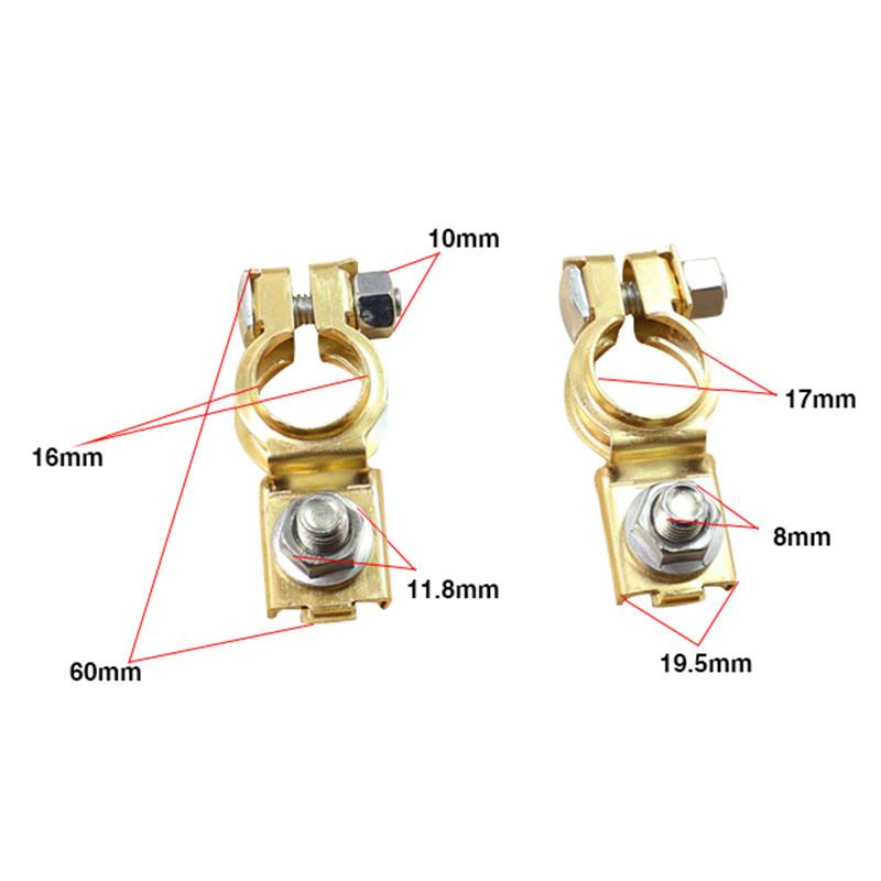 2 ชิ้น ขั้วแบตเตอรี่ ทรงวีโก้พร้อมยางหุ้มในตัว ทรงญี่ปุ่น ทองเหลืองแท้ สีแดง 1 ชิ้น และ สีดำ 1 ชิ้น