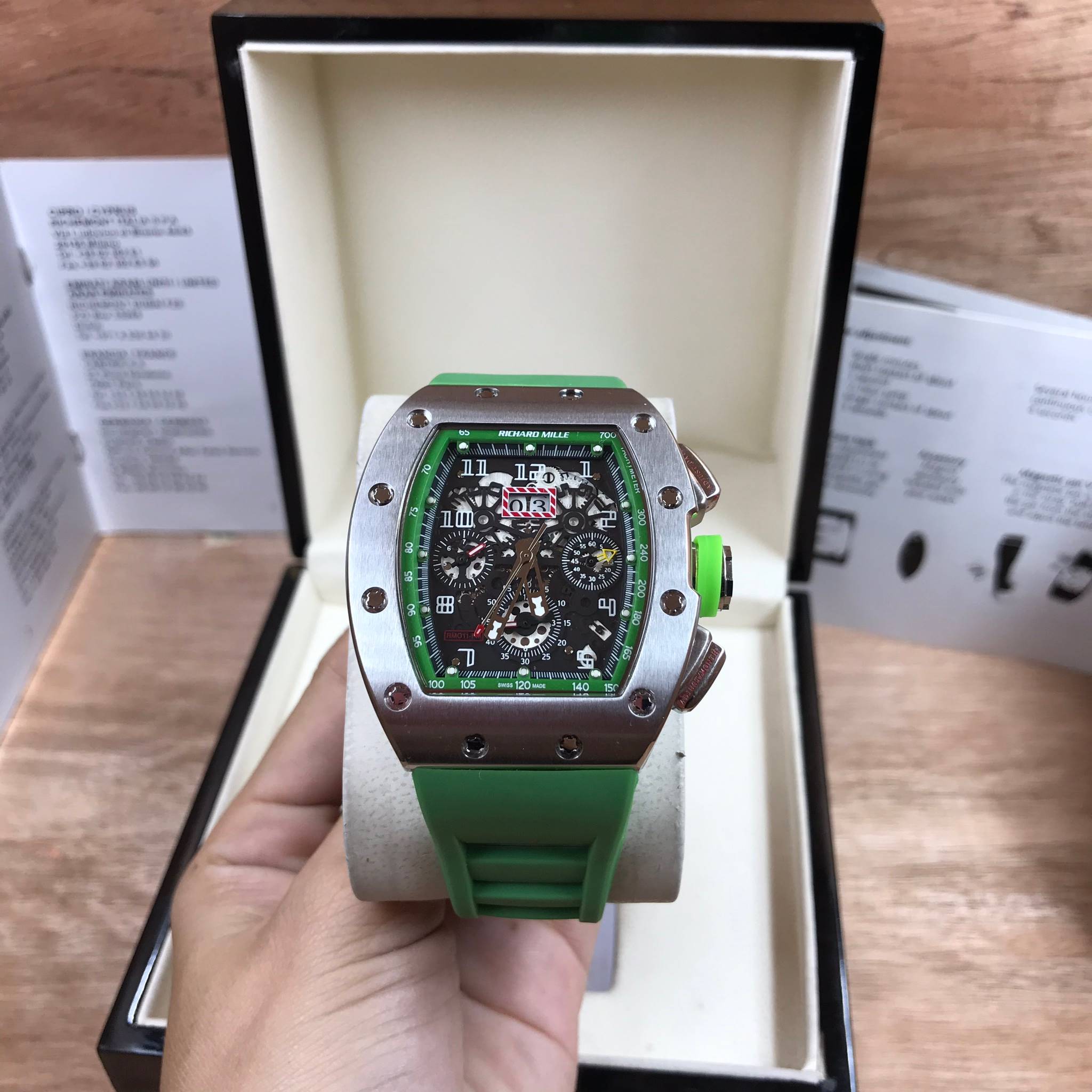 นาฬิกา Richard Mille RM011-FM Silver green - งาน Mirror Swiss