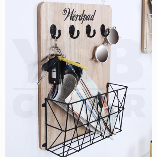 CASSA กระดานติดผนัง กระดานไม้ติดผนัง กระดานไม้แขวนผนัง พร้อมตะแกรงใส่ของด้านล่าง