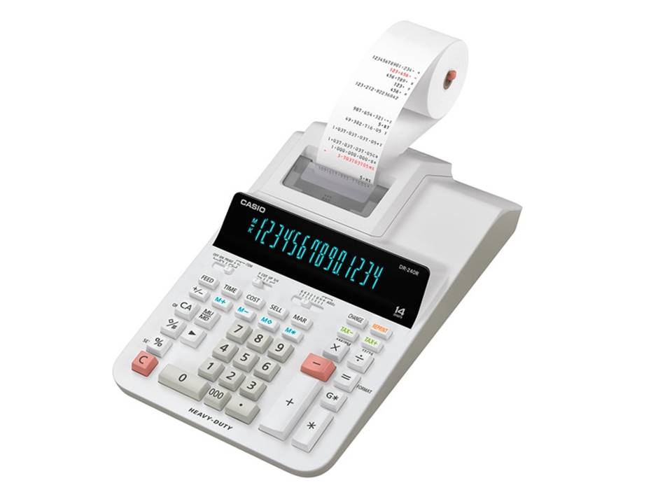 เครื่องคิดเลขพิมพ์กระดาษ CASIO DR-240R-WE