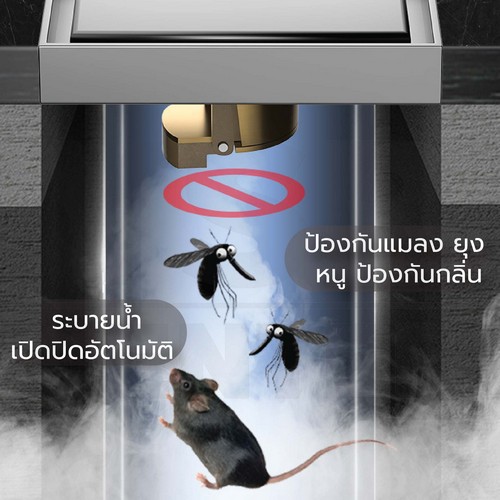 ตะแกรงระบายน้ำ สแตนเลส 304 กันกลิ่น กันแมลง ปูกระเบื้องทับได้ (แกนท่อน้ำตื้น) CM0044 - CM0047