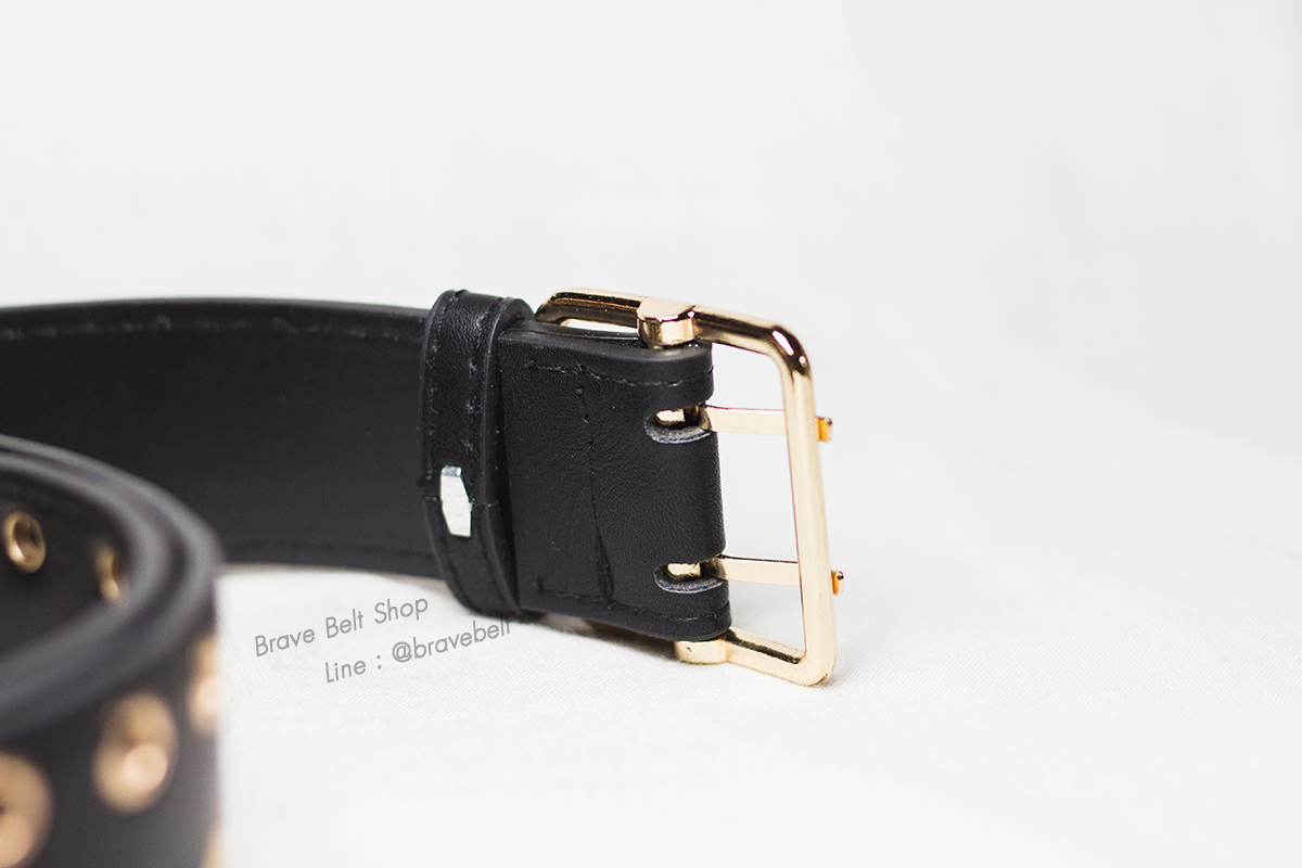 เข็มขัดหนัง 2 รู แฟชั่นหนังสีดำสวย